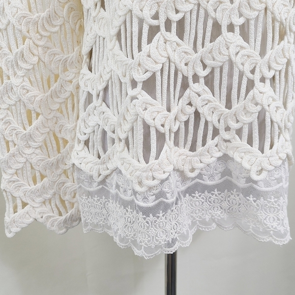 Anthropologie Everleigh Crochet Lace Sweater Ivory Size Small - Picture 5 of 5